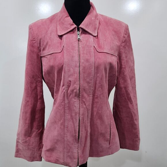Bernardo Vintage Jacket Medium Suede 90s Leather Retro Satin Lined Cottagecore - Picture 1 of 16